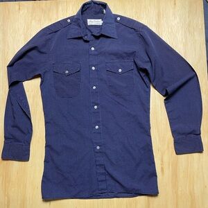 Vintage Oleg Cassini by Burma Blue/White Polka Dot Button Down Shirt S